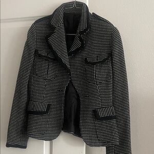 Elegant Black and White Patterned Blazer